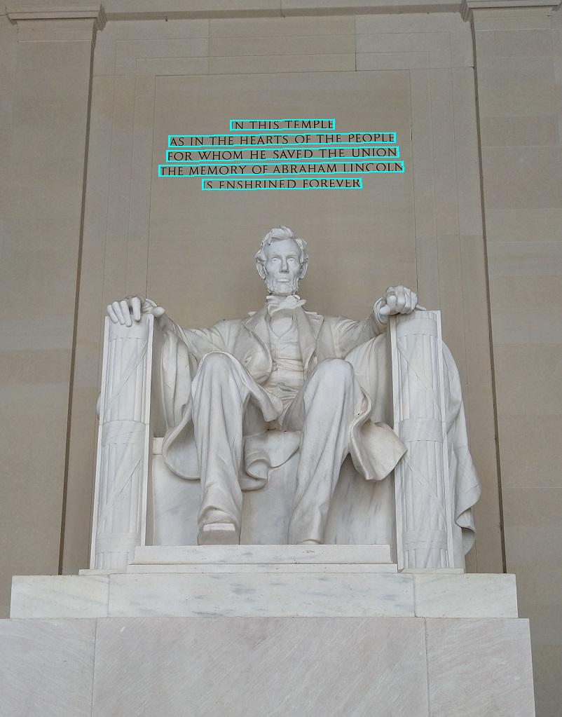 Azure AI Vision OCR results showing text extraction with line detection and bounding boxes